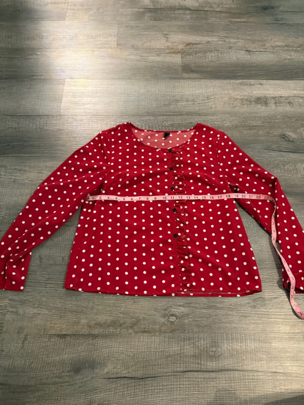 SHEIN Red Polka Dot Long Sleeve Blouse